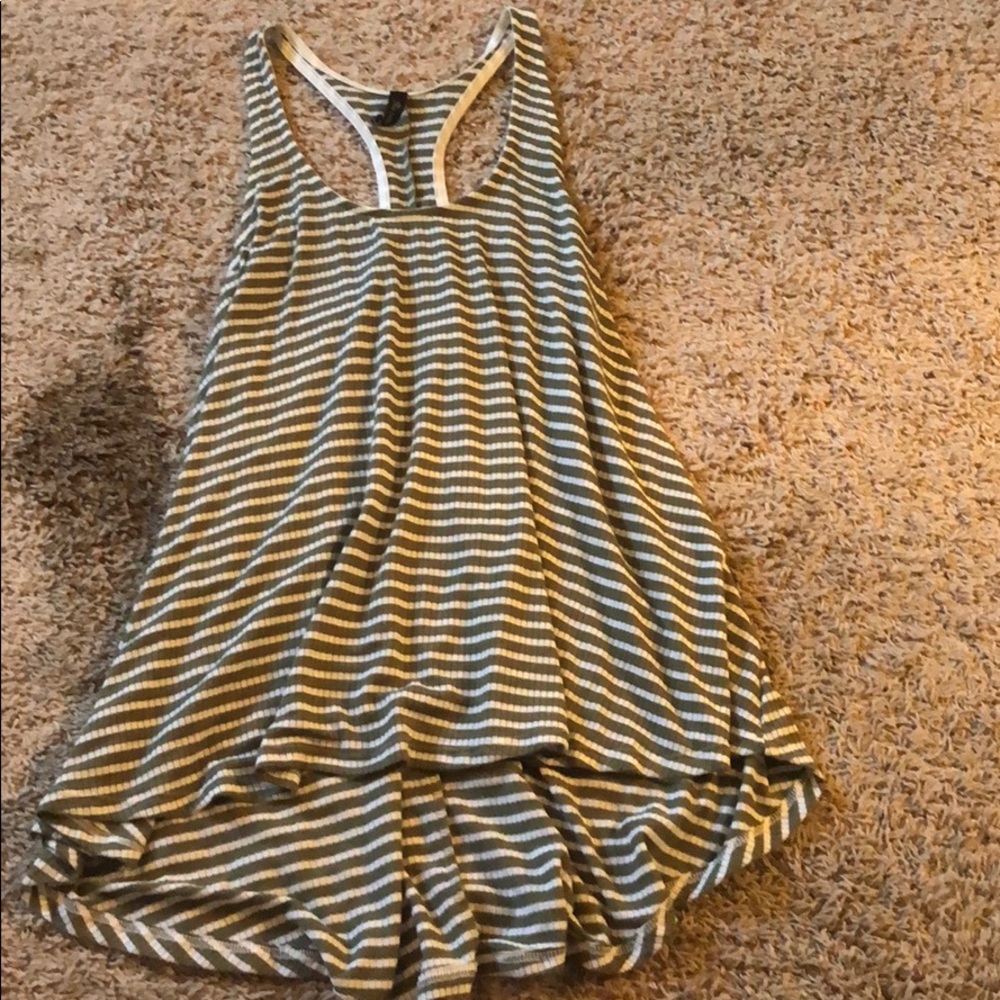 Army green and white stripped tank size medium